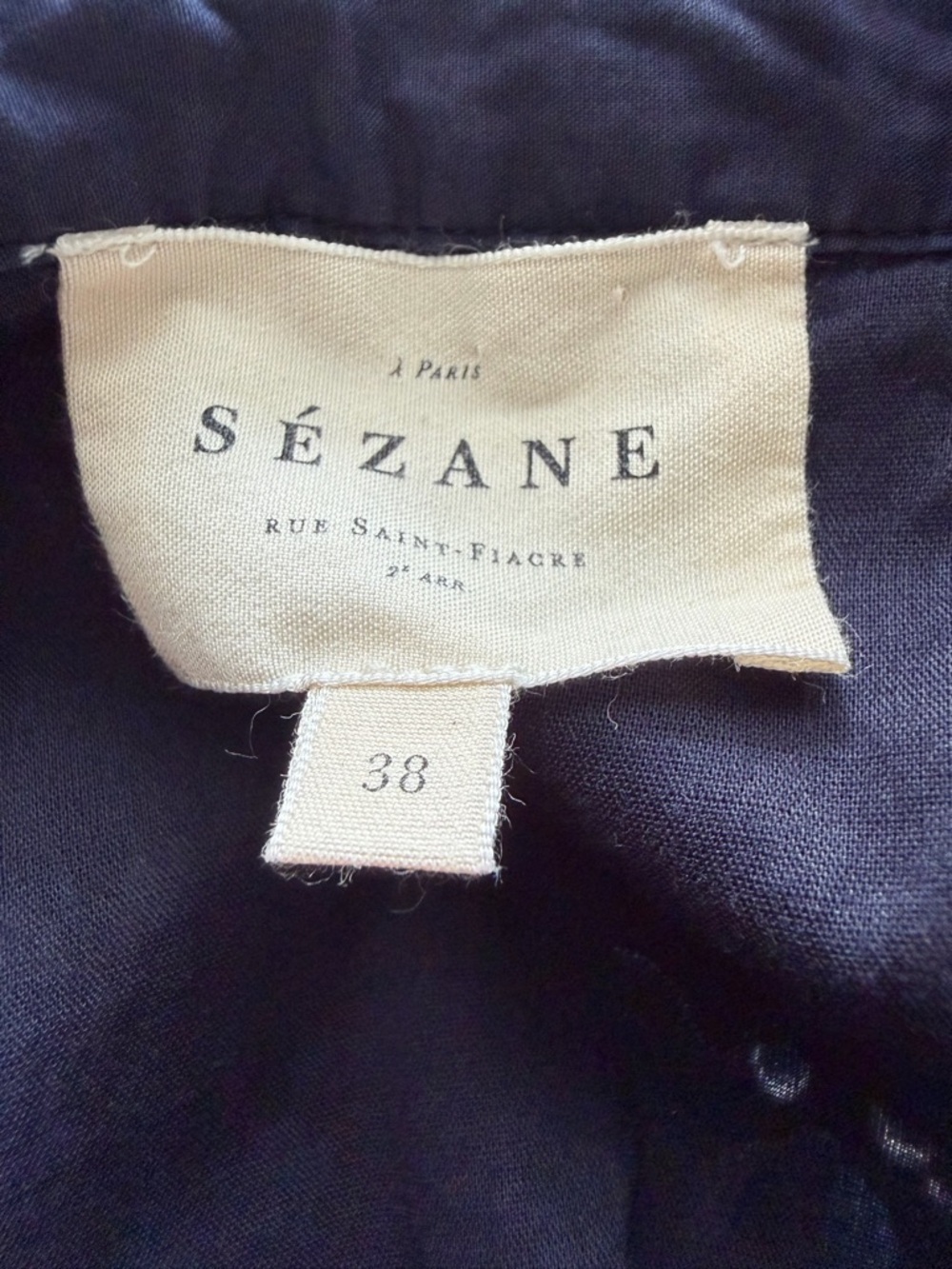 Sezane Elvina Dress Navy White Mini Dress Size 38 Medium US 6 - Picture 11 of 14